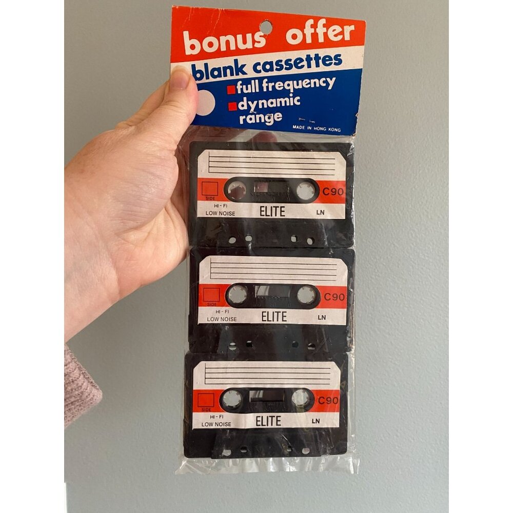 Vintage Elite C90 Blank Cassette Tapes Hi-Fi Low Noise Full Frequency Bonus Pack